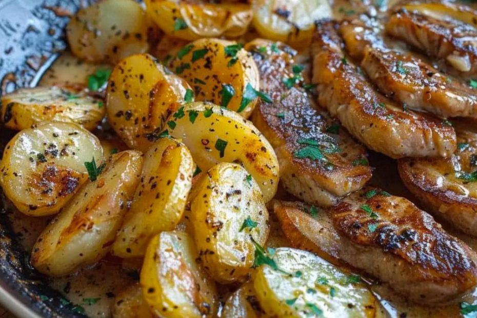 Batatas na frigideira e bifes com manteiga de alho! Desde que aprendi a fazer, quero sempre mais!